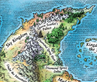 Sky Kingdom close up on the colored map of Pyrrhia.
