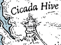 Cicada Hive on the map of Pantala, by Mike Schley