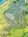 Claws of the Clouds Mountain on the map of Pyrrhia from A Guide to the Dragon World, by Mike Schley