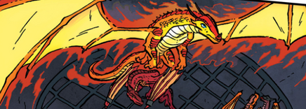 Peril using her firescales to protect Kestrel in, The Dragonet Prophecy (graphic novel)