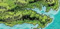 The Gullet River on the Poison Jungle map from A Guide to the Dragon World, by Mike Schley
