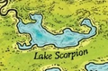 Lake Scorpion on the map of Pantala from A Guide to the Dragon World, by Mike Schley