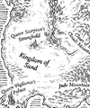 The Kingdom of Sand on the map of Pyrrhia in Darkstalker, by Mike Schley